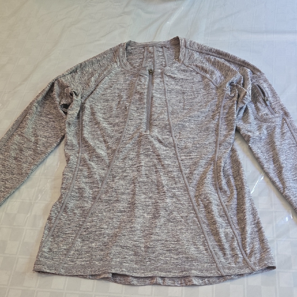 Athleta Women's Heathered Gray Long Sleeve Top Quarter Zip